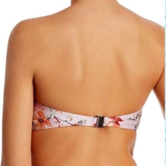 NWT Mink Pink Women's Summer Meadow Tie Front bikini Top Multi Pink Floral - Picture 3 of 11